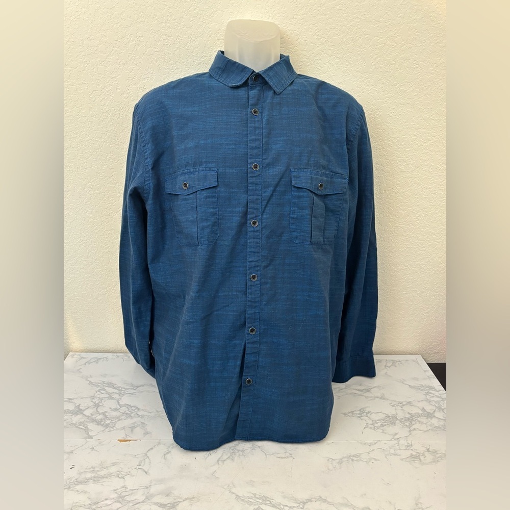 Alfani Shirt Mens XL Blue Heather Long Sleeve Button Down Cotton Collared - Picture 1 of 4